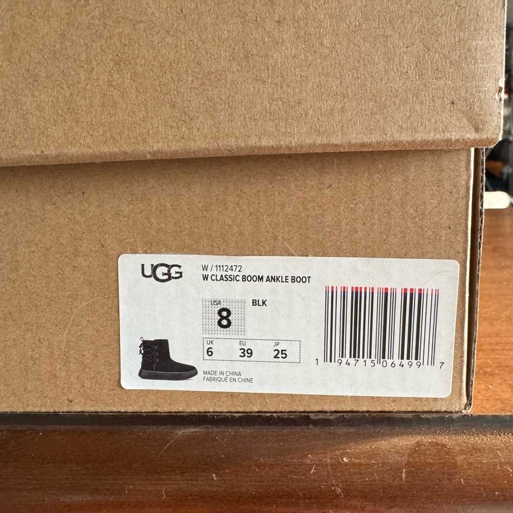 UGG Classic Boomer Black Winter Ankle Boots with Orange Accents - Picture 9 of 10
